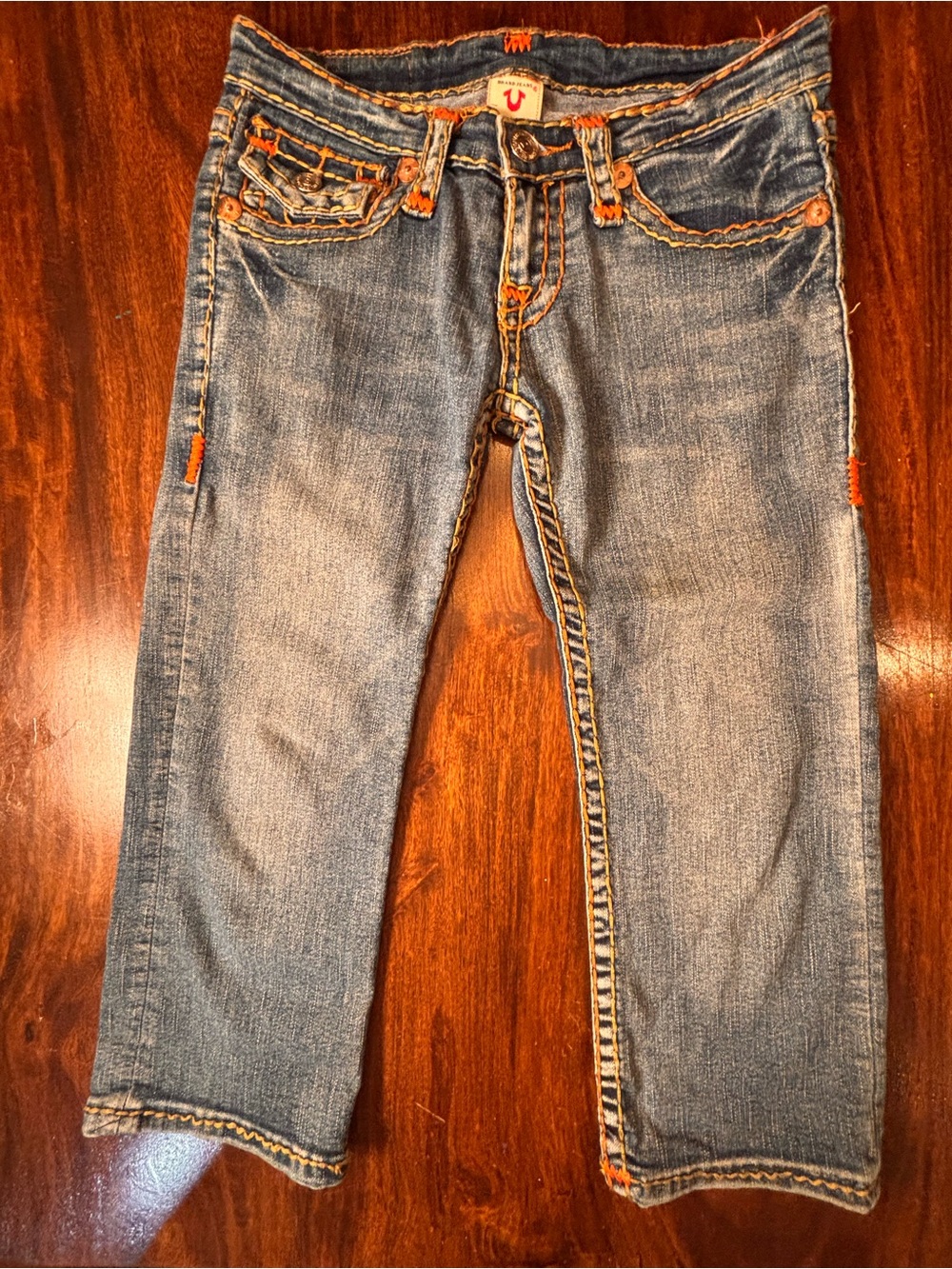 True Religion Womens Blue Jeans Low Rise Straight Slim Fit Stretch